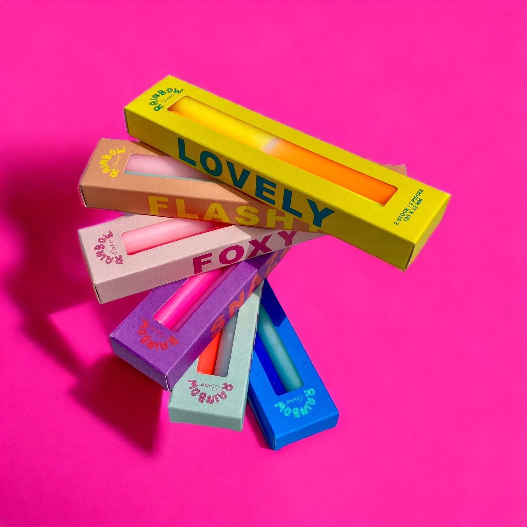 Rainbow Studio * Stabkerze 2er Set FLASHY