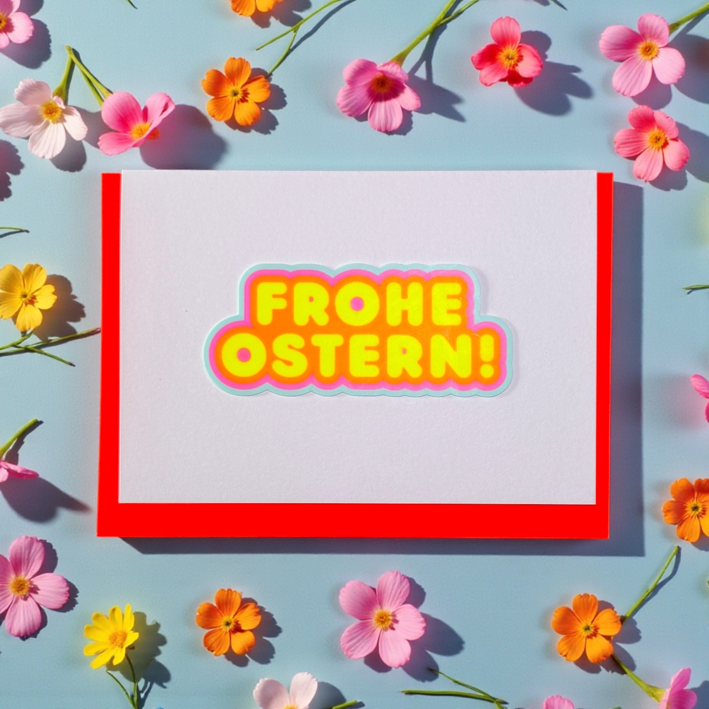 Sunset Strip Cards * Frohe Ostern! neon red