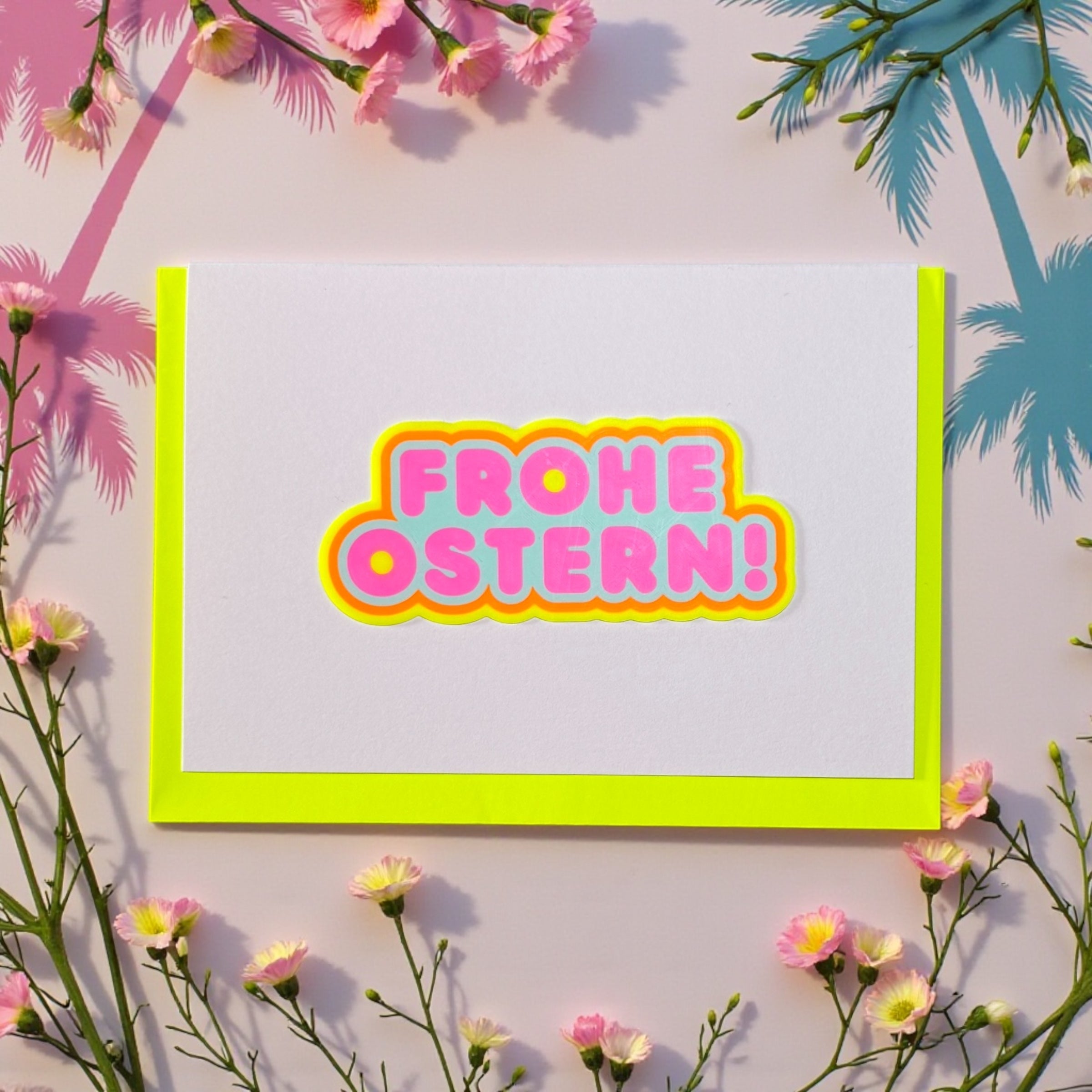 Cartes Sunset Strip * Joyeuses Pâques ! Jaune fluo