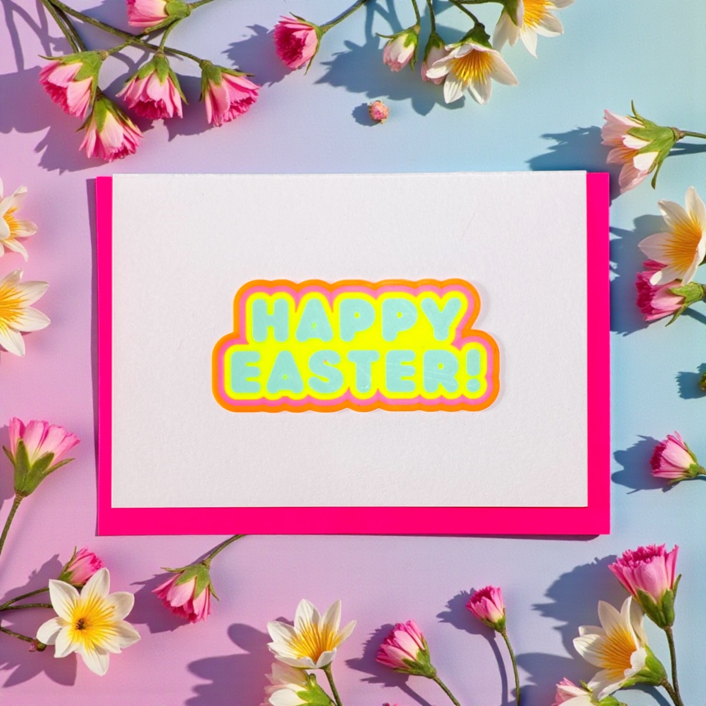 Sunset Strip Cards * Happy Easter! neon pink